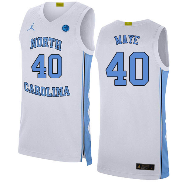 Men #40 Beau Maye North Carolina Tar Heels College Basketball Jerseys Sale-White - Click Image to Close